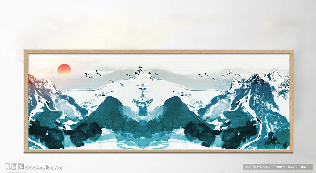 中式抽象水墨山水画装饰画