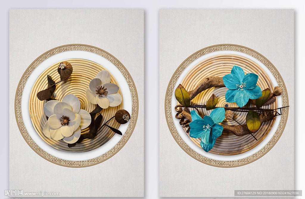 立体树枝花鸟二联装饰画