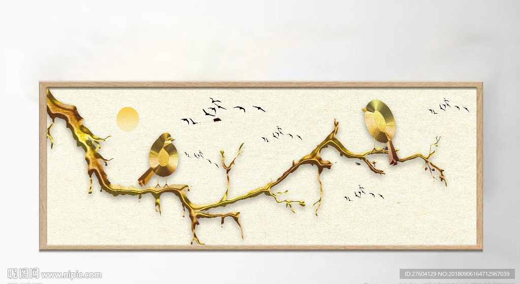 新中式树枝鸟装饰画