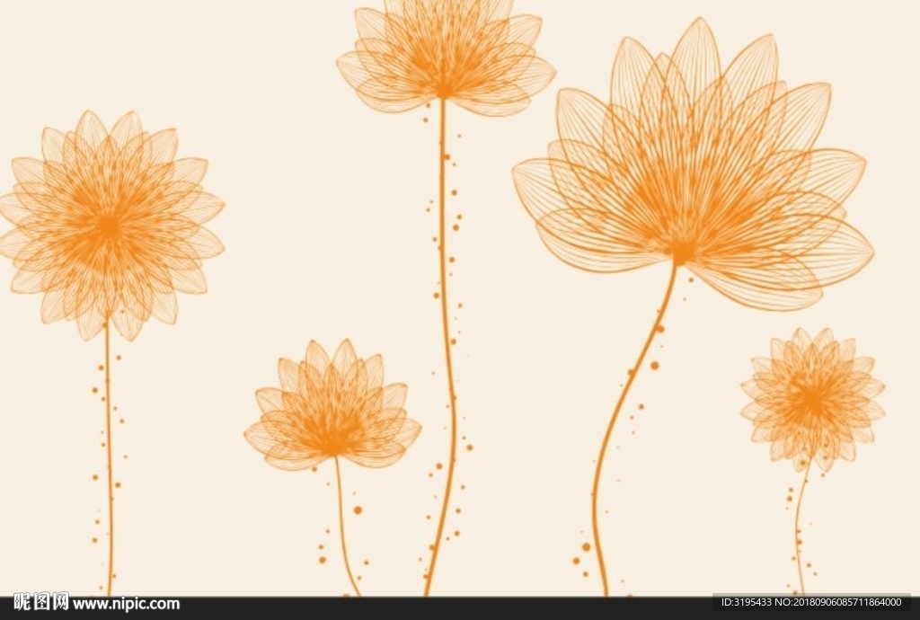 线条花朵 时尚花纹 硅藻泥图案