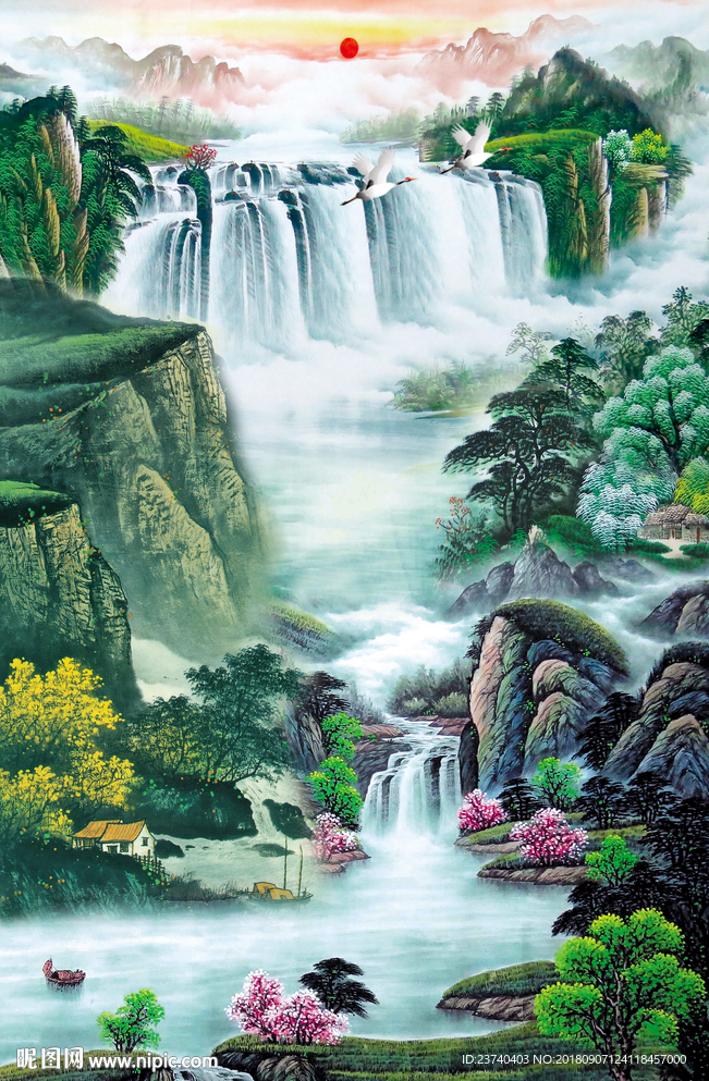 山水国画玄关