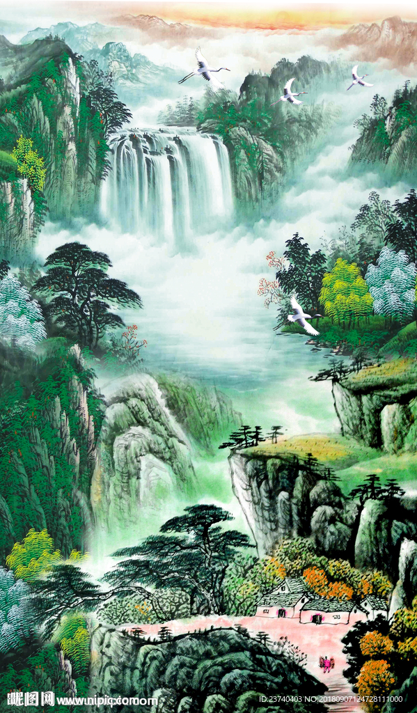 山水国画玄关