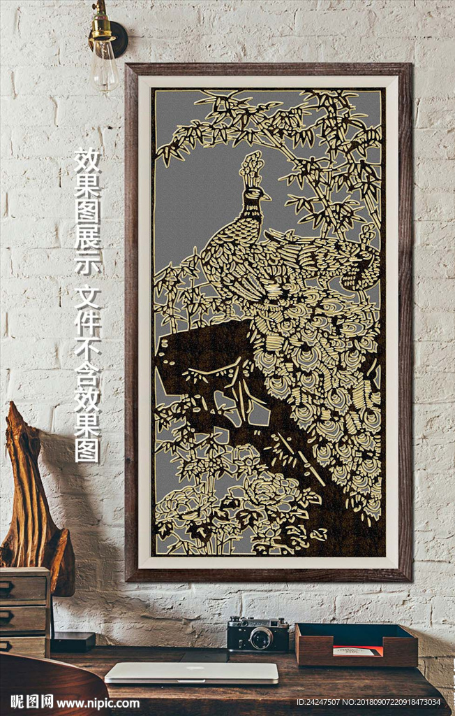 金色孔雀装饰画