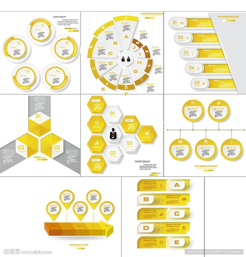 金色PPT图表图标数据