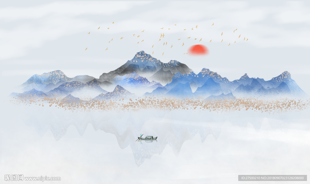 抽象新中式背景墙