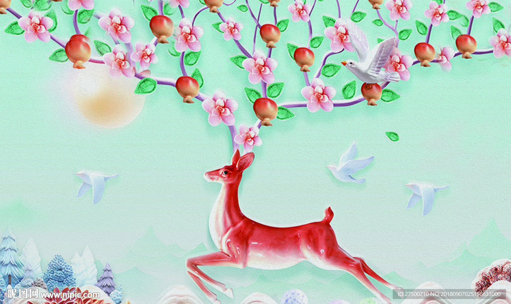 欧式麋鹿背景墙