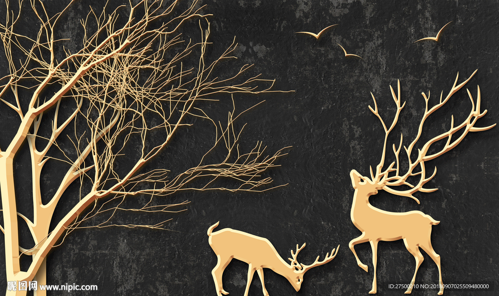 欧式麋鹿背景墙