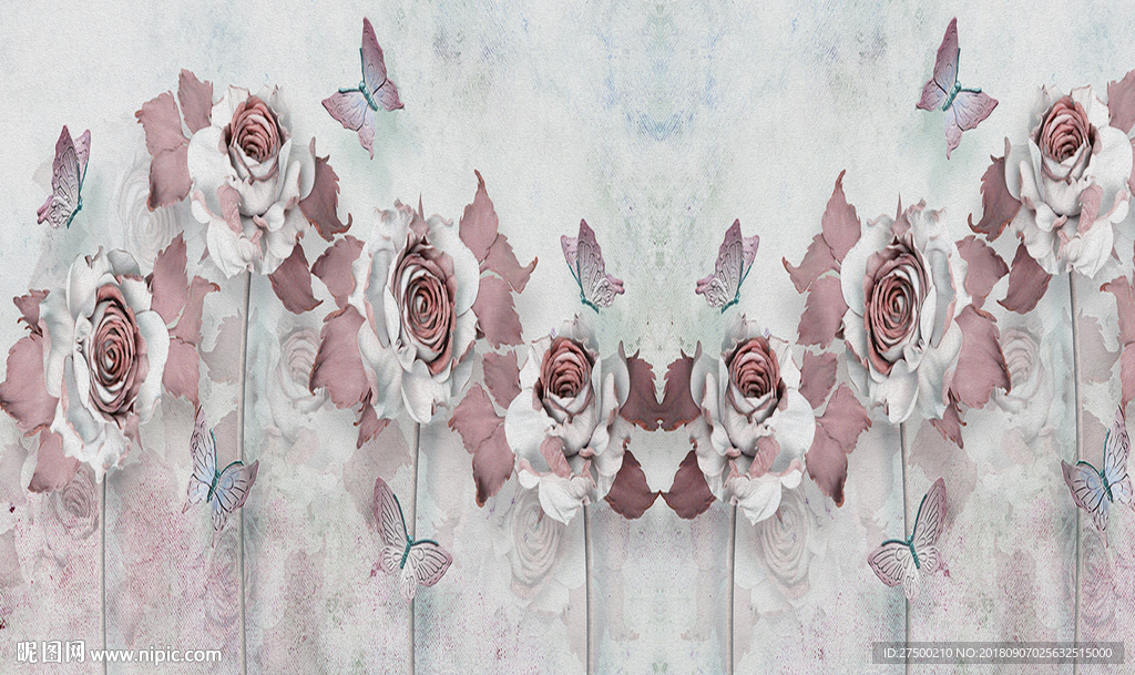 欧式花卉背景墙