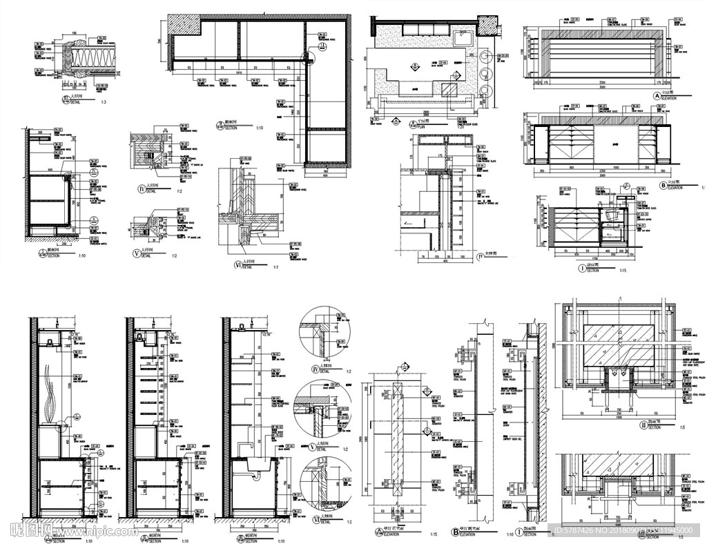 壁灯节点布局施工图