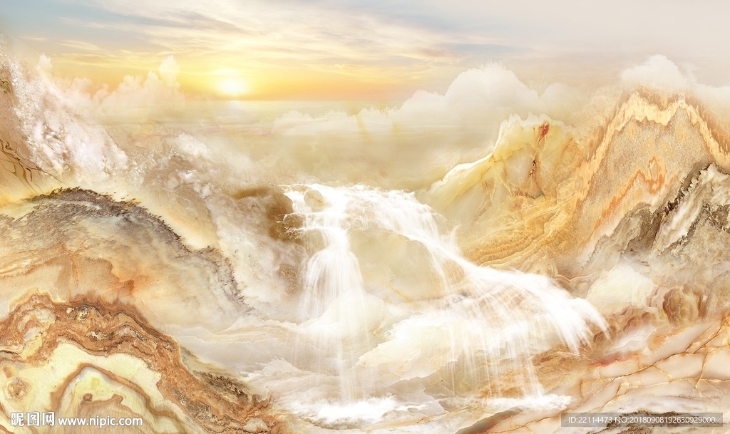 高山流水已经大理石纹山水背景墙