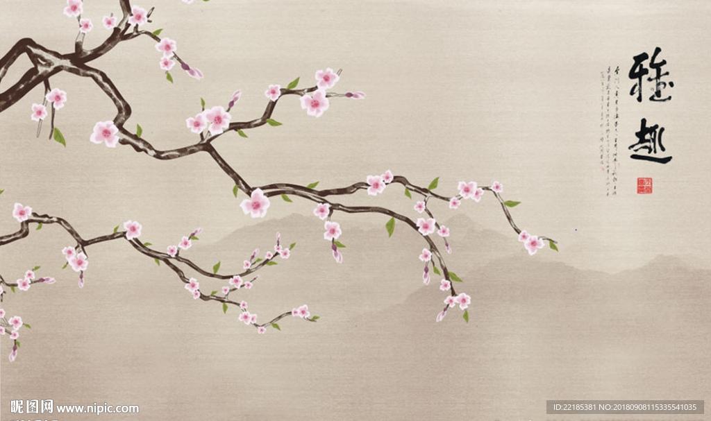 中式花鸟背景墙