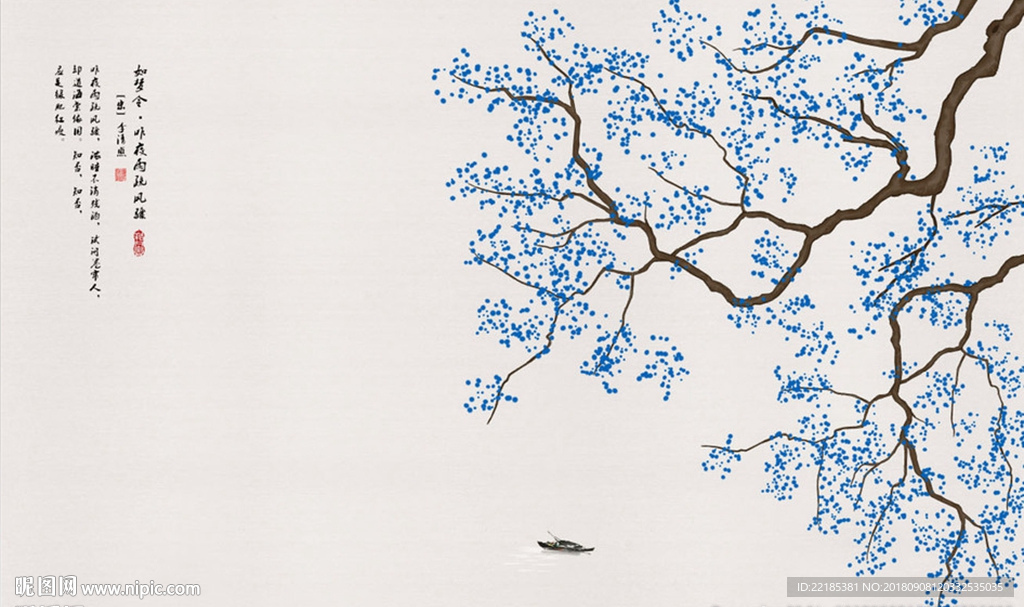 手绘梅花背景墙