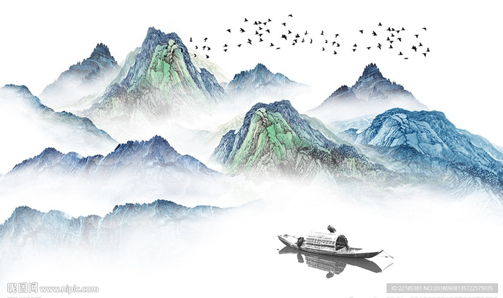 抽象山水风景背景墙