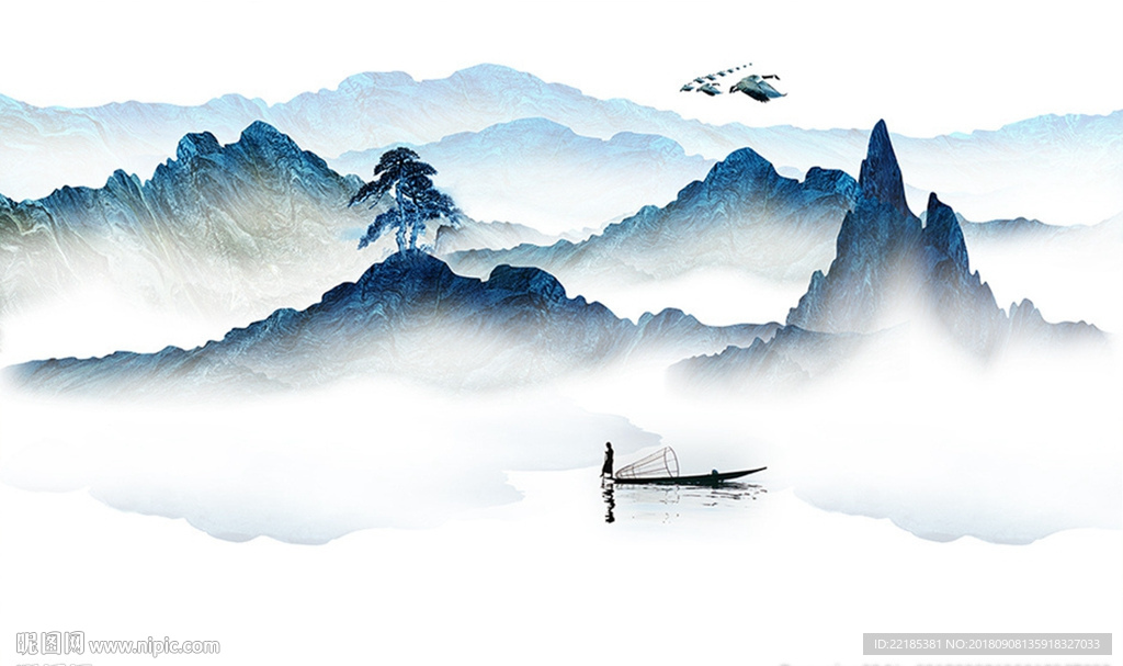 创意山水抽象风景背景墙