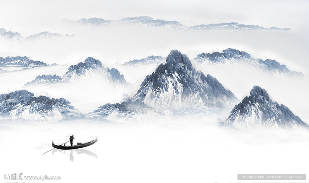 抽象远山意境山水背景墙