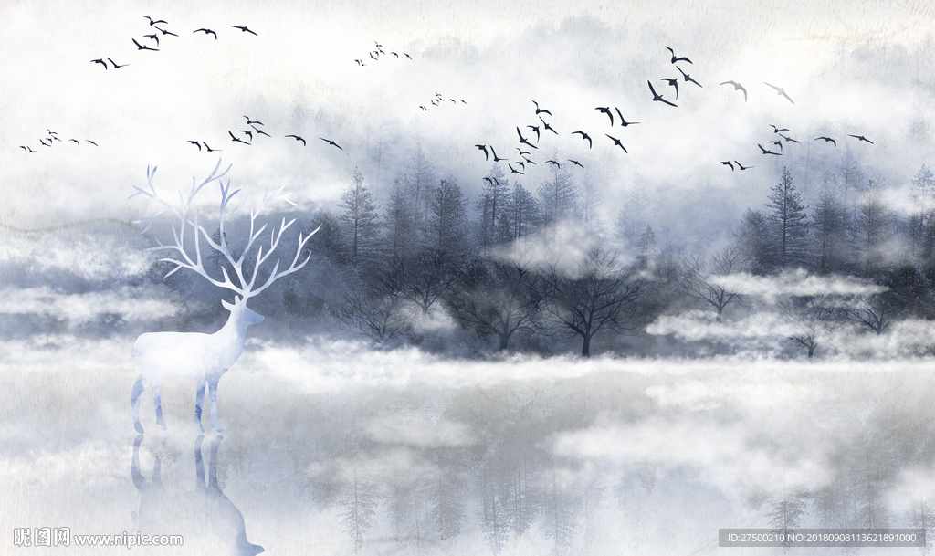 欧式麋鹿背景墙