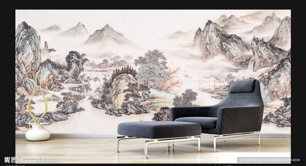 山水背景装饰画