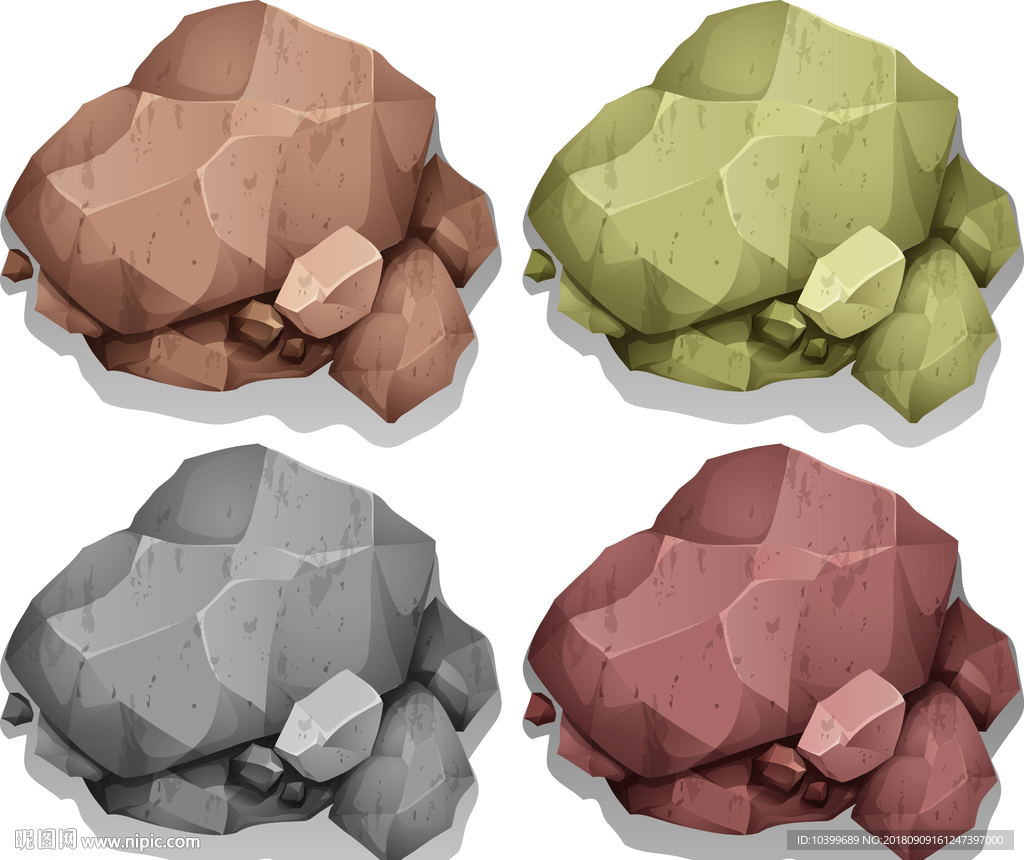 立体化景观矢量彩色石头素材