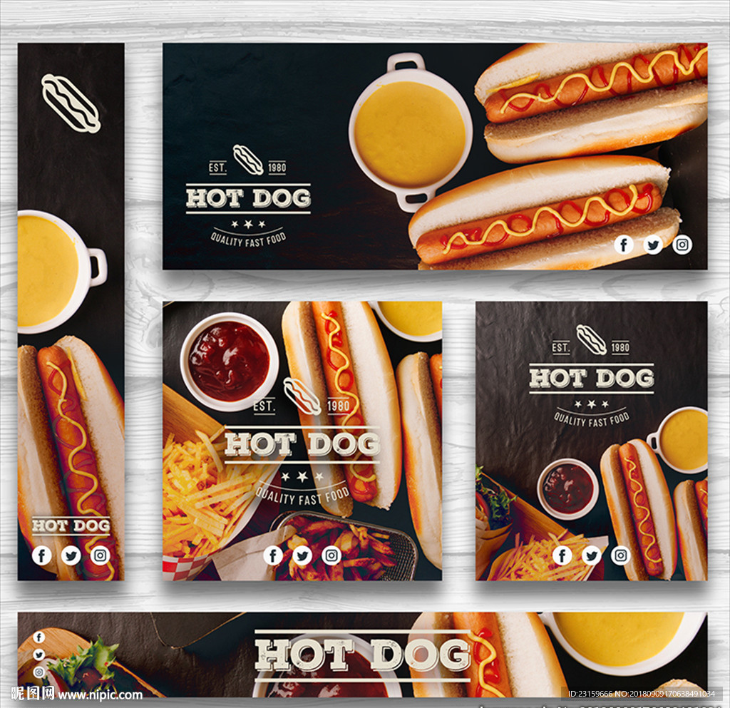 Fast food meal hot dog with fresh and tasty inscription restaurant ...