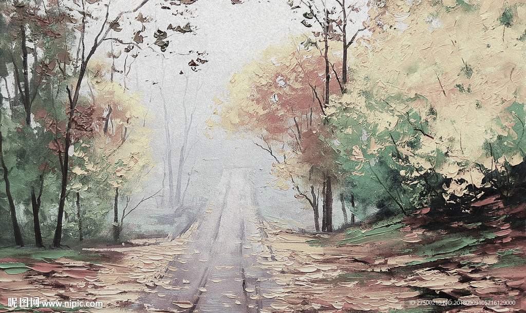 油画风景背景墙