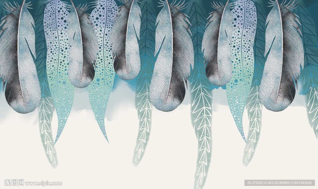 简约羽毛背景墙