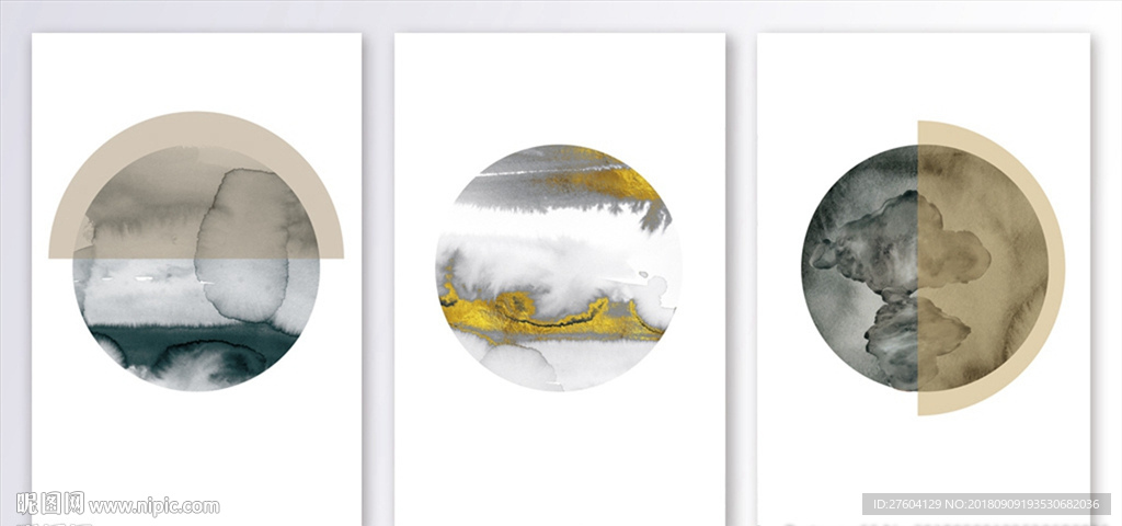 圆形抽象水墨装饰画