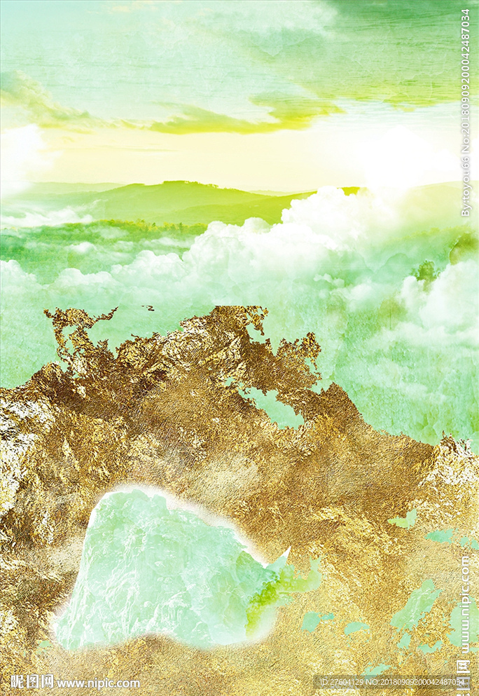 抽象金箔风景装饰画