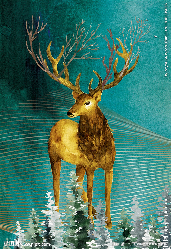 金色鹿装饰画