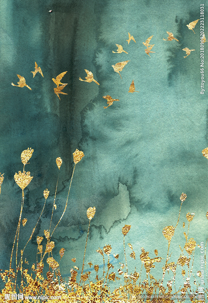 北欧金箔抽象艺术装饰画