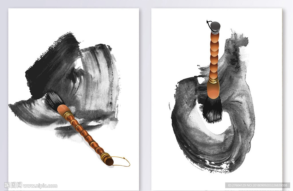立体毛笔装饰画