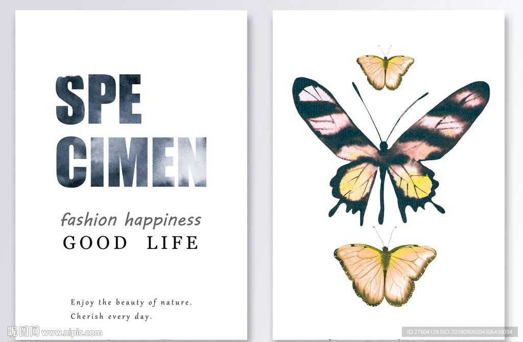 北欧抽象字母蝴蝶装饰画