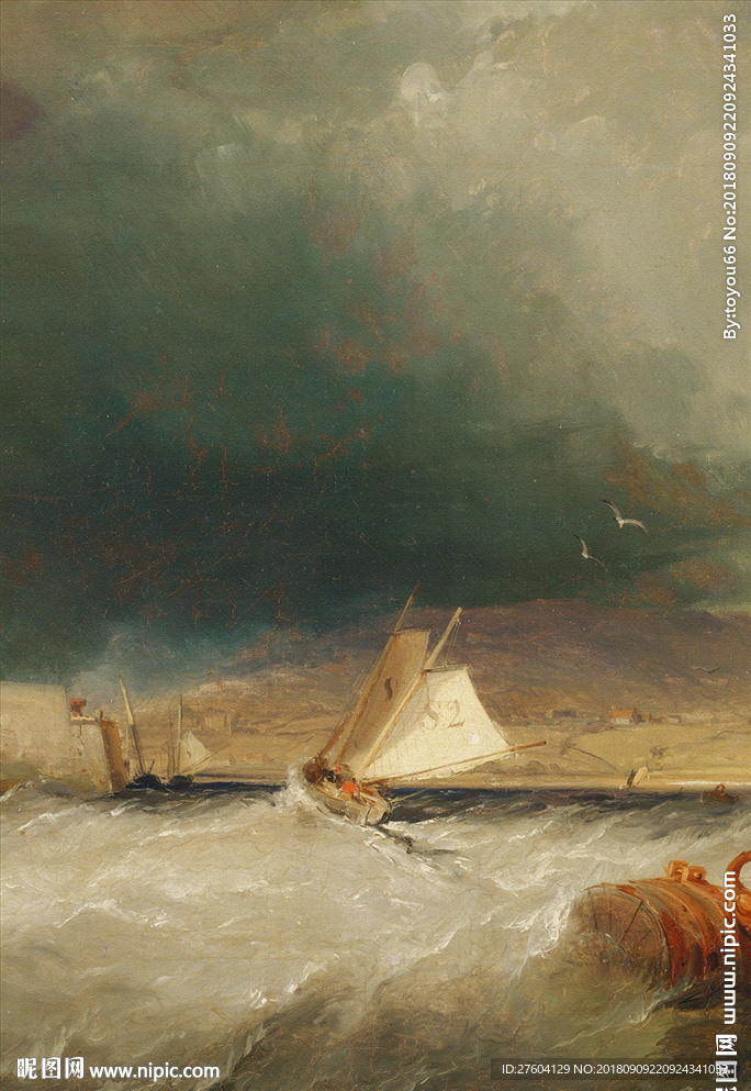 大海风浪帆船装饰画