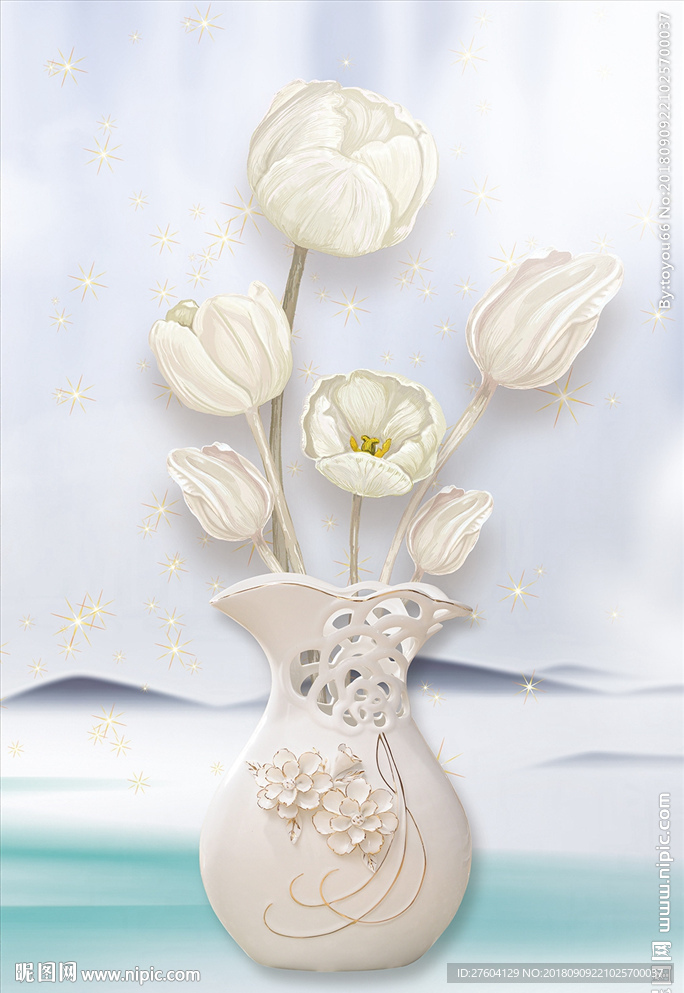 白色花瓶装饰画