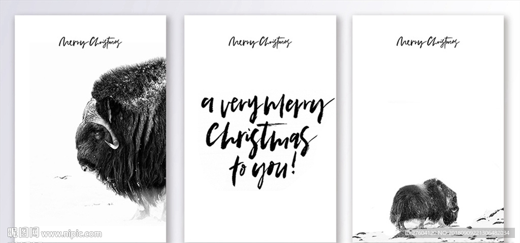 北欧简约牦牛英文黑白装饰画