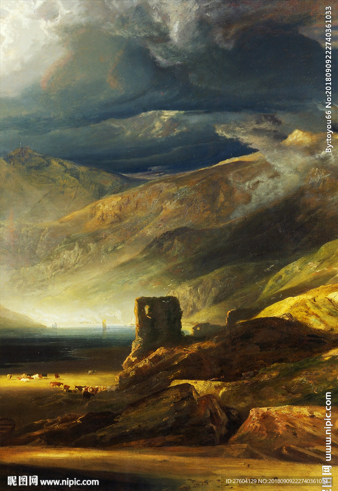 北欧风景油画装饰画