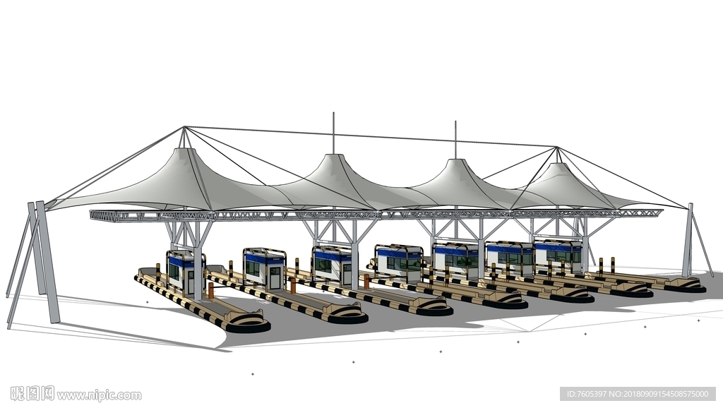 高速公路现代收费站服务区模型图