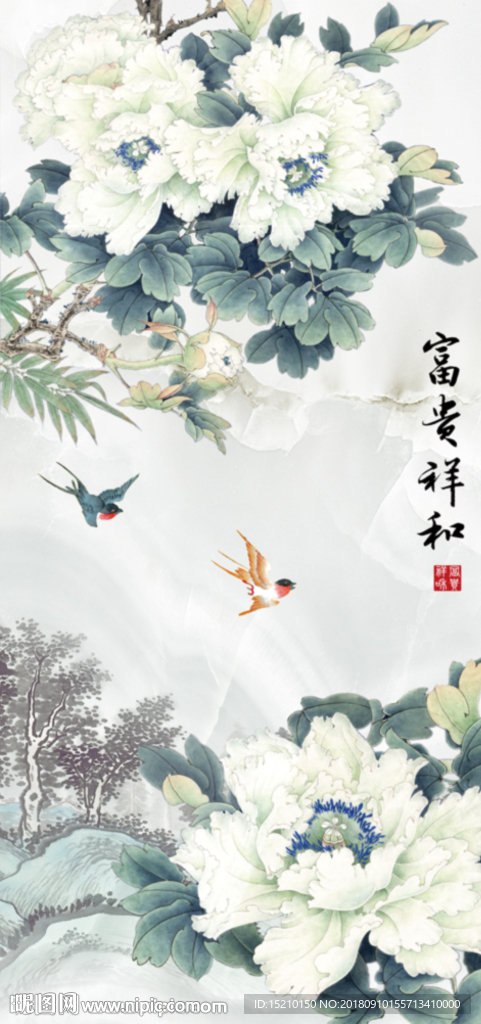 富贵祥和牡丹图