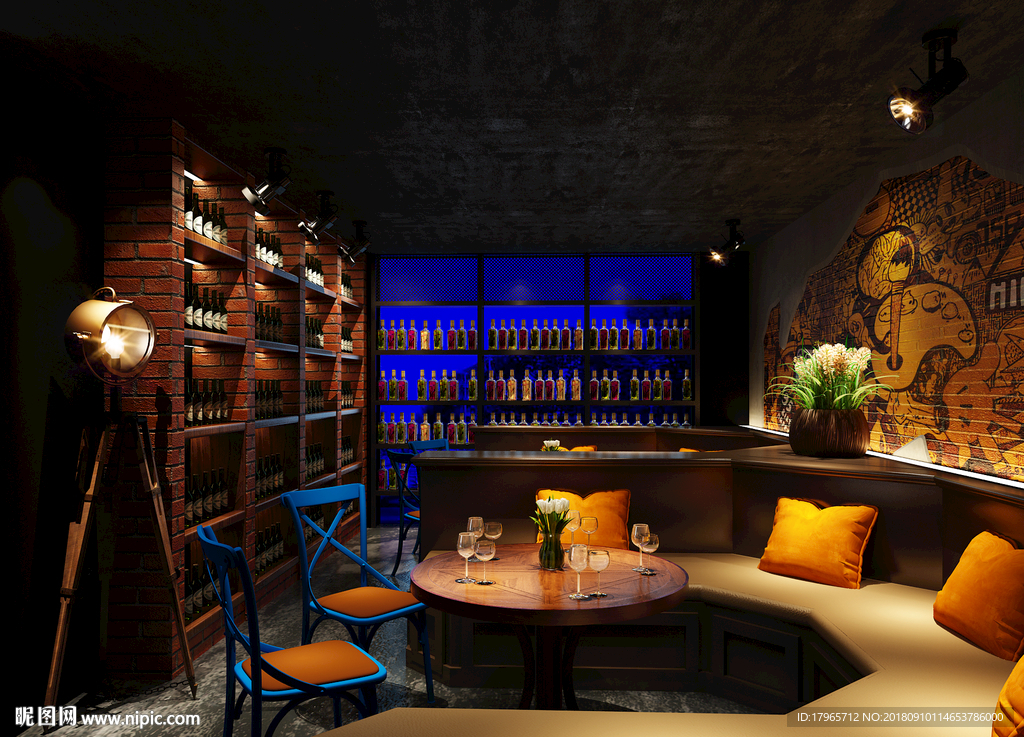 欧美酒吧 储酒台
