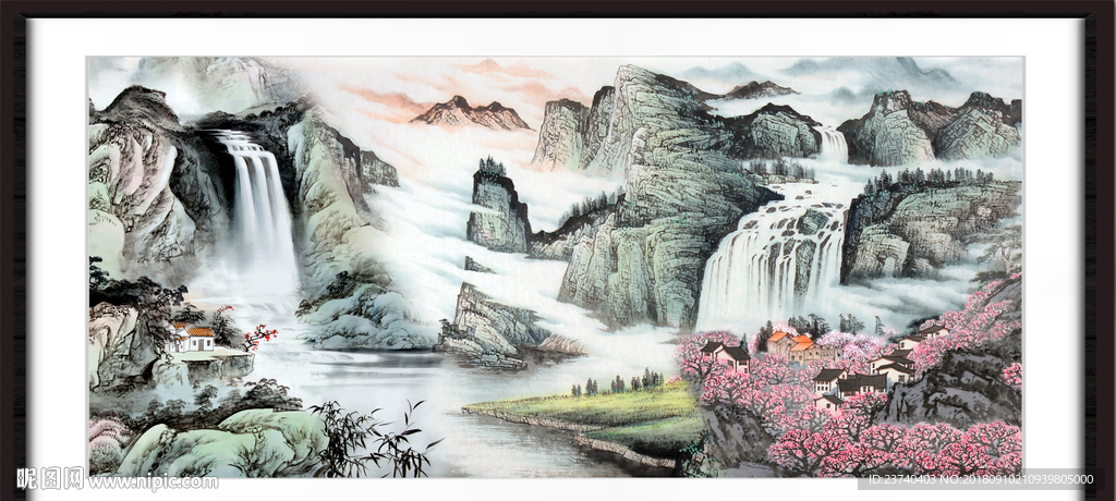 山水瀑布