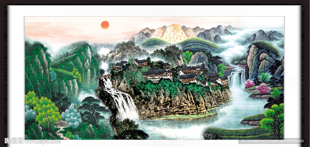 山水瀑布