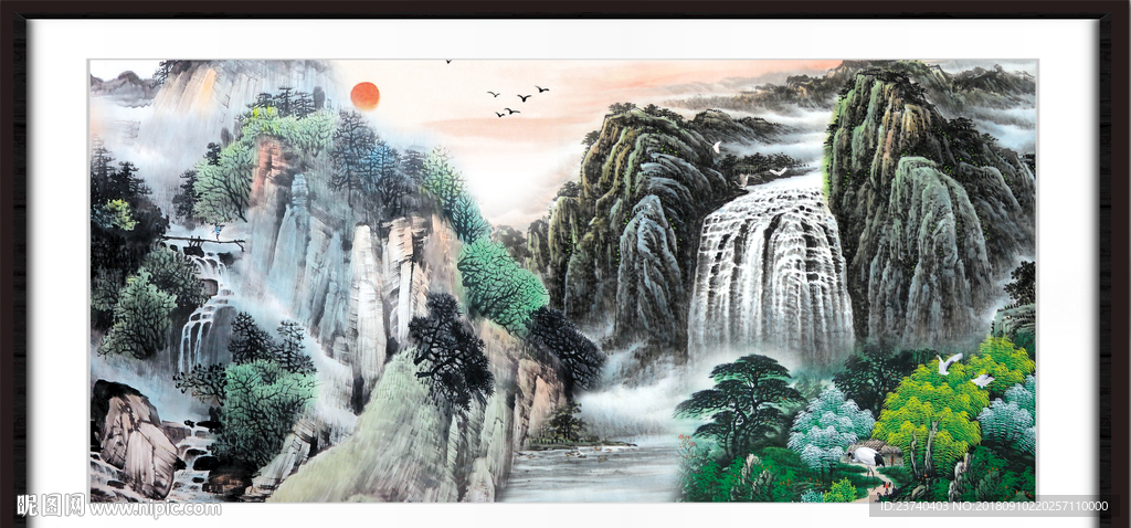 山水瀑布
