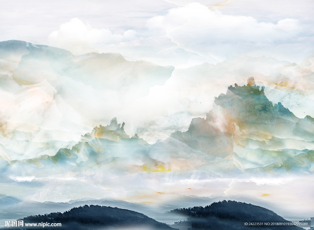 大理石石纹山水海纳百川背景墙