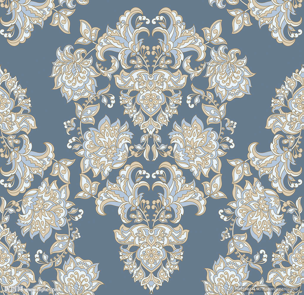 欧式花纹矢量无缝图案