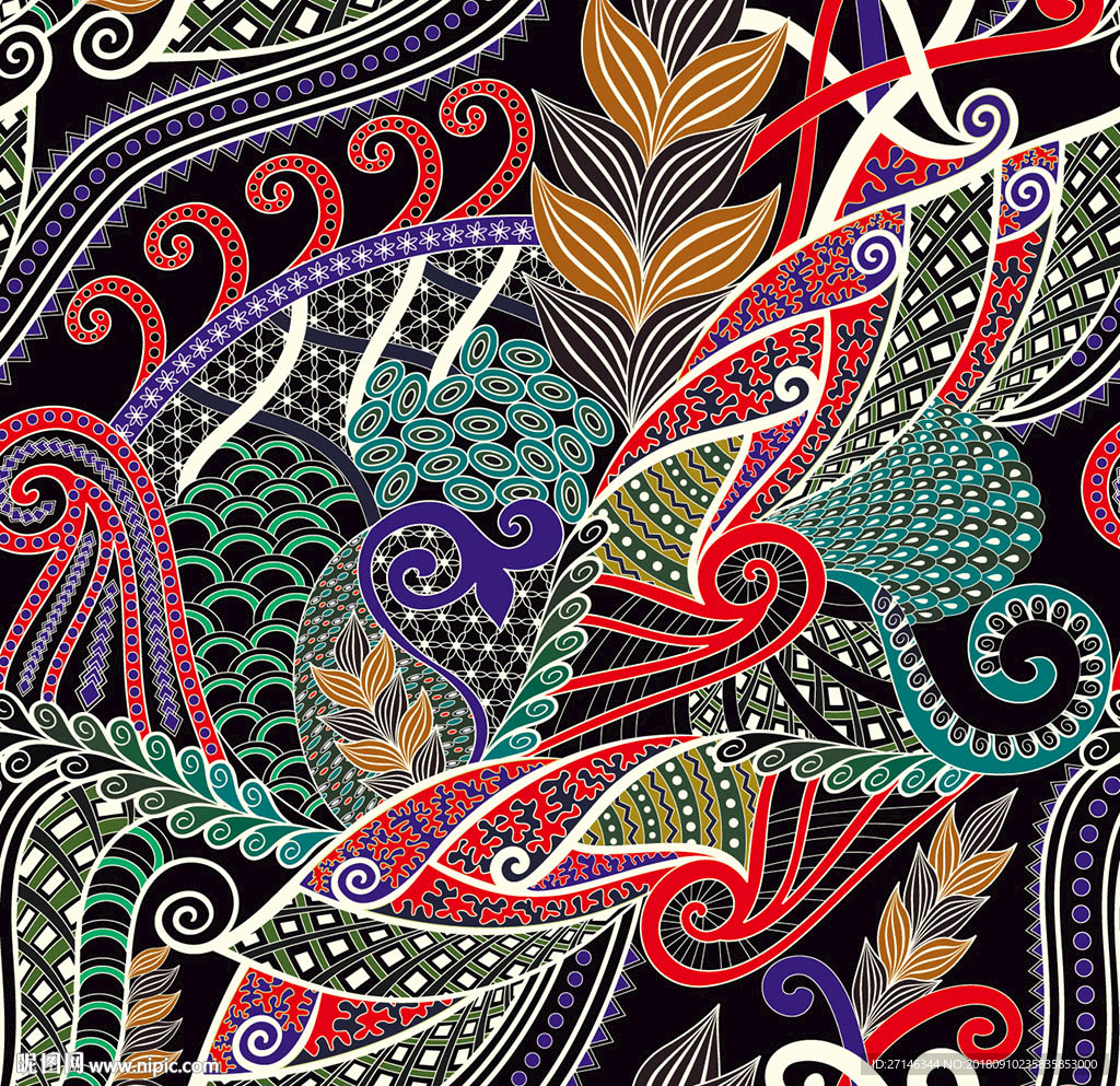 抽象花纹矢量无缝图案