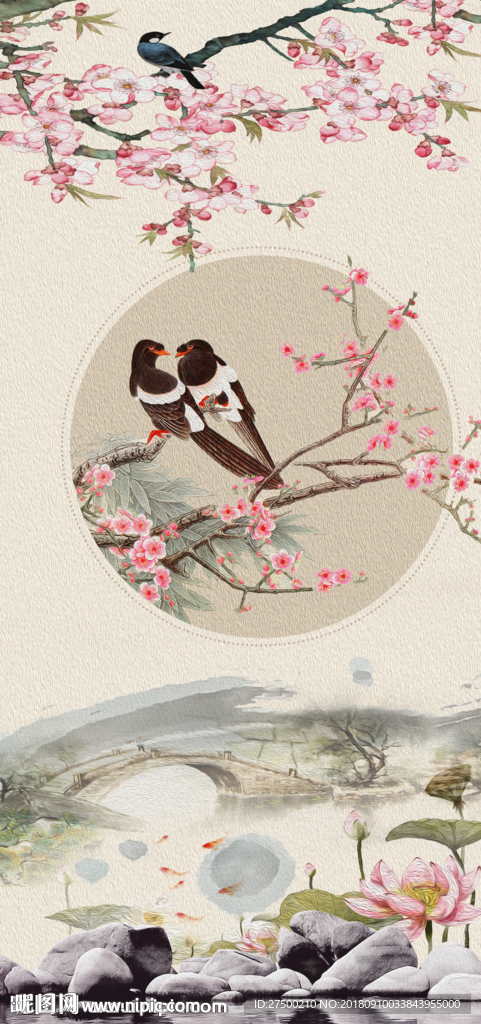 新中式花鸟玄关