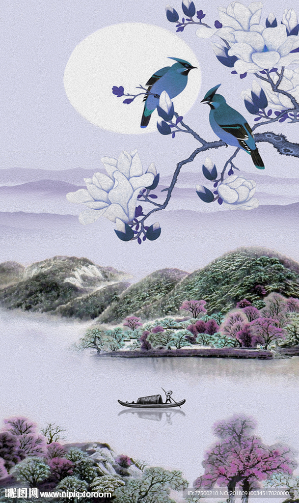新中式花鸟玄关