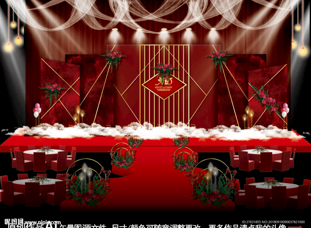 红黑色大理石婚礼