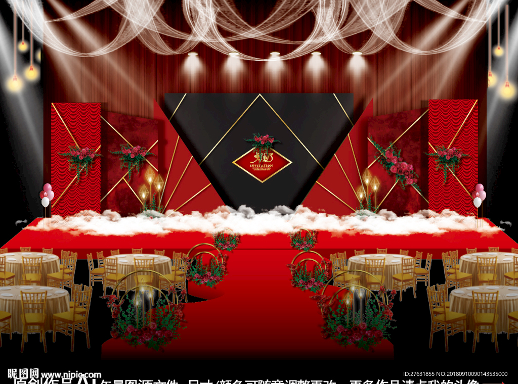 红黑色大理石婚礼