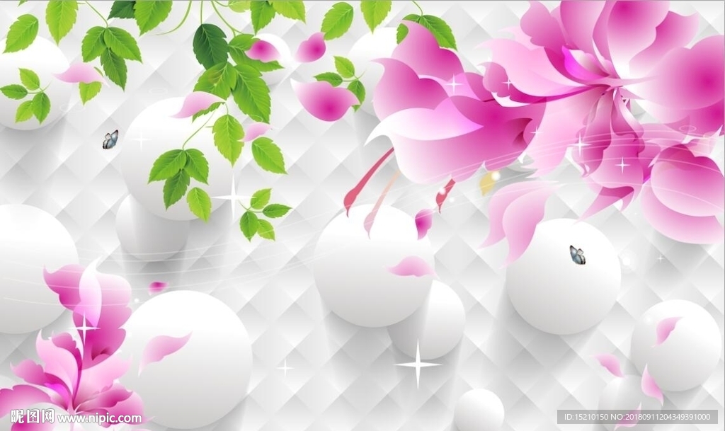 3D梦幻花朵图