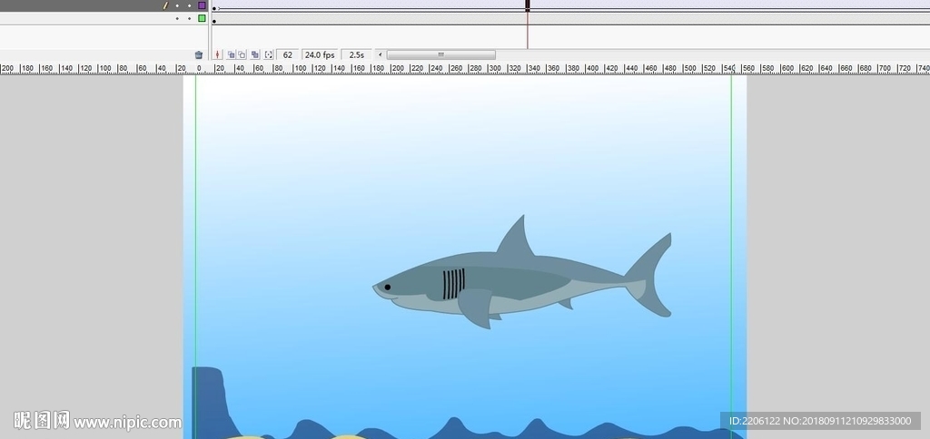 鲨鱼在水滴游过的动画5秒